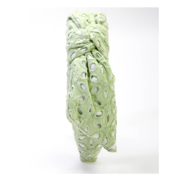 Lele Sadoughi Eyelet Bow Headband Sage Green NWOT - Picture 8 of 14